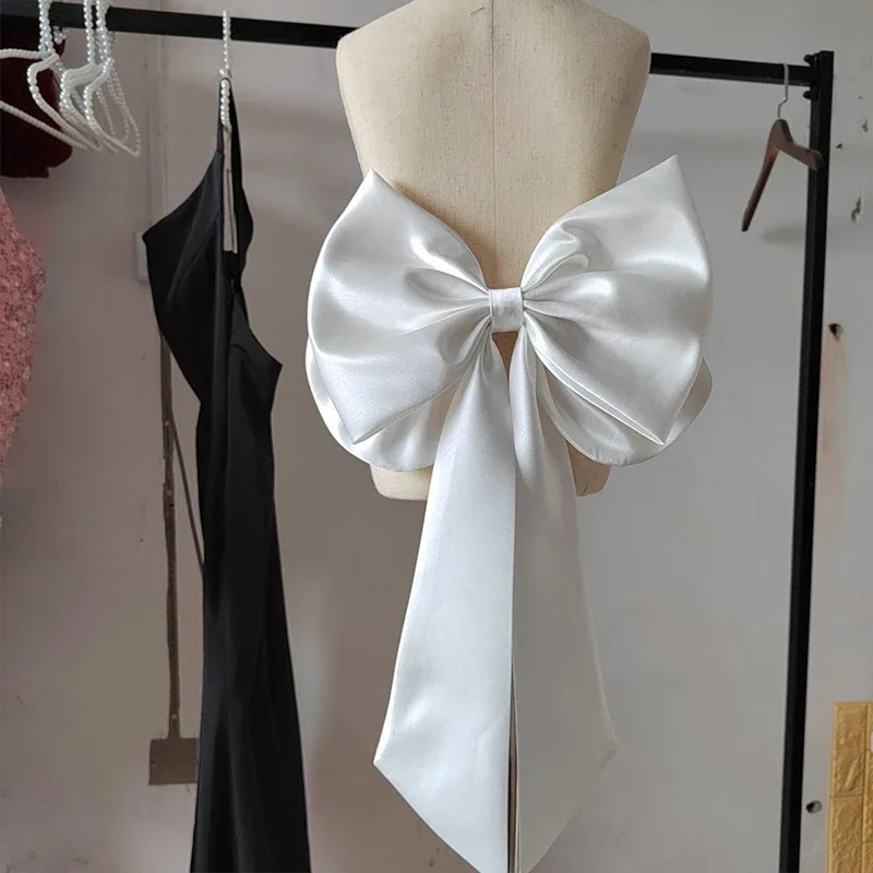 Bridal Detachable Satin Big Bow Women Wedding Dress Bow Removable Prom Dresses Knots Organza Ribbon Party Dress Accessories New