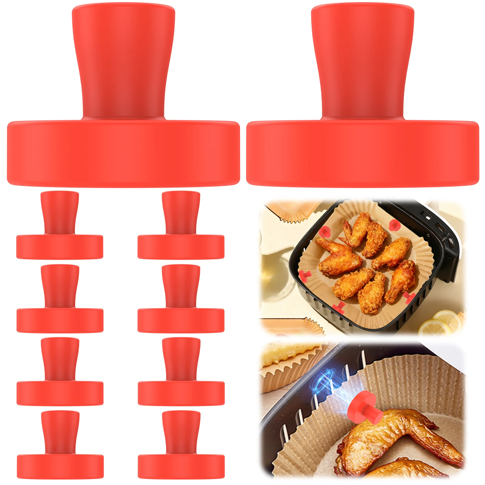 10 Stück Heißluftfritteuse-Magnet-Einlagen, wiederverwendbare Silikon-Heißluftfritteuse-Magnete, magnetische Befestigungsclips für Eisenkörbe