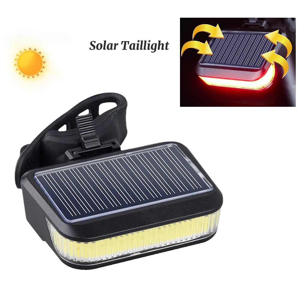 Bicycle Solar Energy LED Rear Light Type-C Charging MTB Road Bike Solar Warning Taillight Night Cycling Safety Red Lamp