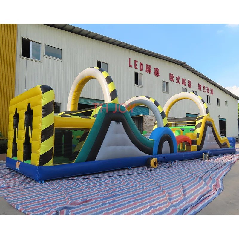 by ship to door, 16x4m Outdoor Inflatable Obstacle Course, Team Work Sport Games Inflatable Obstacle Course With bouncer Slide