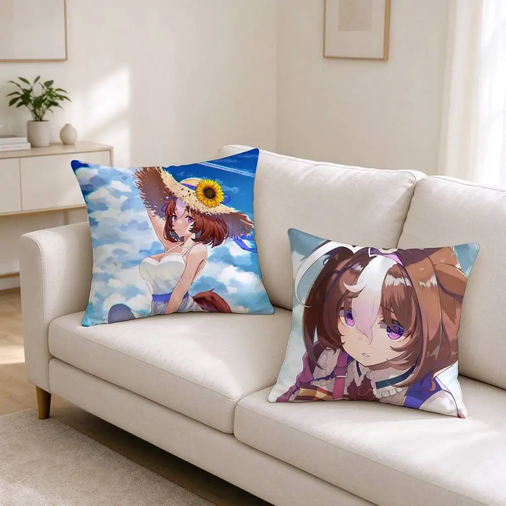 P-Pretty Derby M-Meisho Doto Game   Square Double-Sided printed Pillow Case Bedroom Bedside Pillow Sofa Cushion Cover