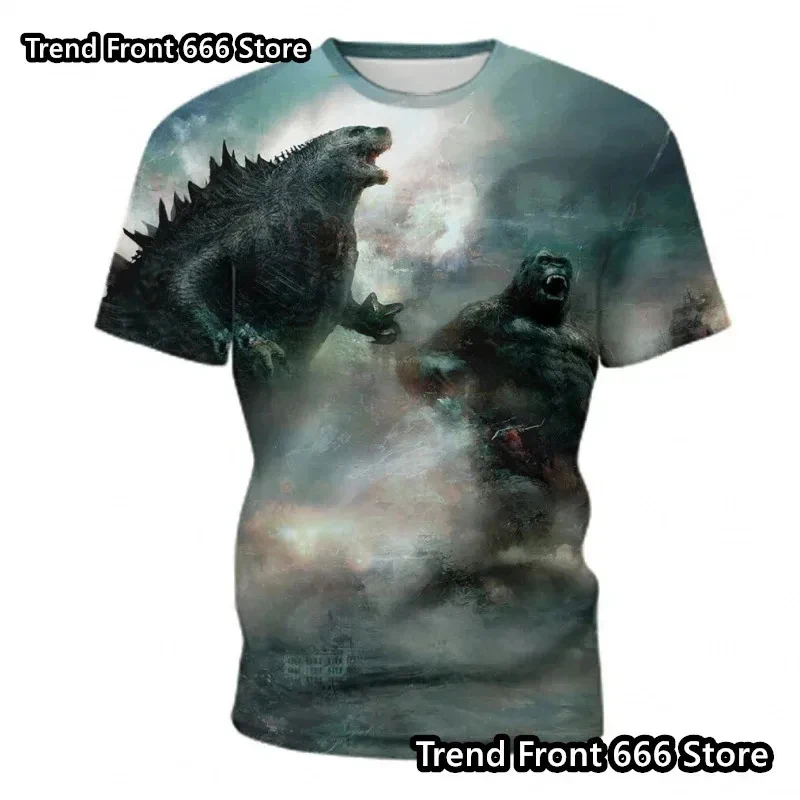 TYV55Rise of Planet of the Apes Kids And Men King Kong Short Sleeve t shirt Crewneck Children 3D Prited T shirts Boys Clothi