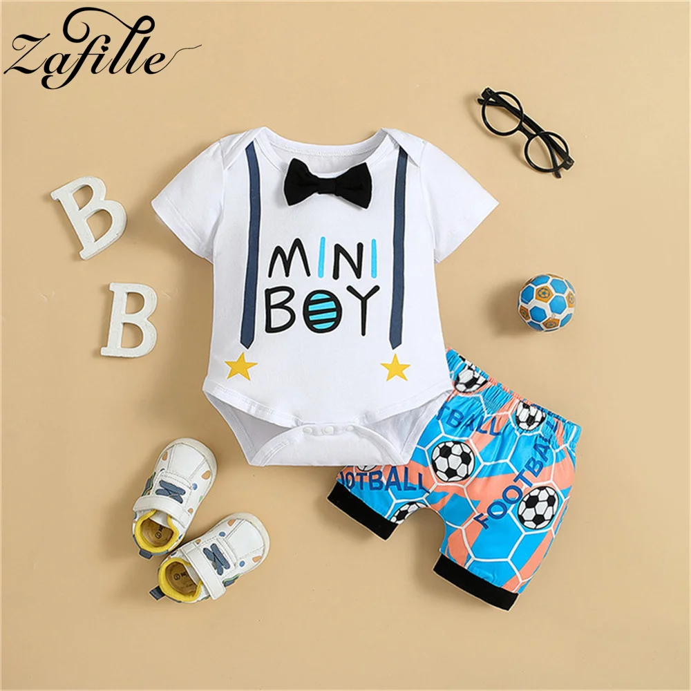 ZAFILLE MINI Boys Clothes Set Bowtie Bodysuit+Shorts Summer Kids Boys Clothing Birthday Party Men's Baby Costume Children Suits