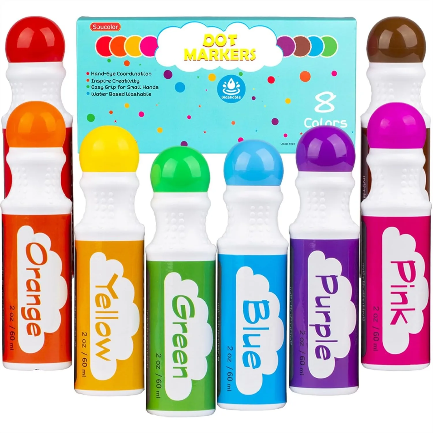 

Dot Markers for Toddlers 8 Colors Washable Bingo Daubers, Kids Arts and Crafts Supplies for Preschool Learning Activities