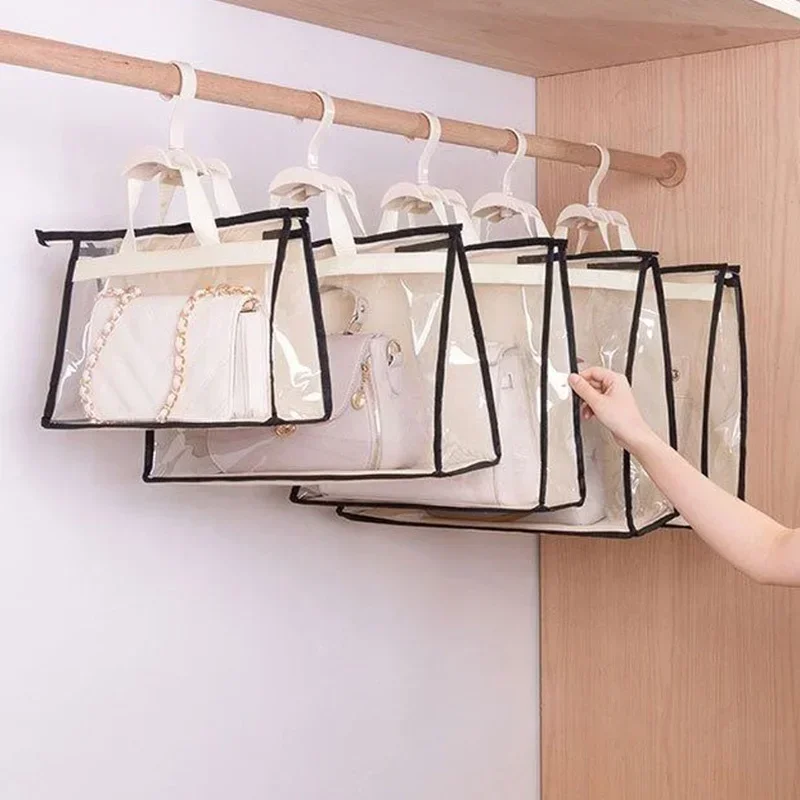 Moistureproof Dust-proof Wardrobe Closet Hanging Storage Bag Transparent Sundry Shoe Wardrobe Closet Purse Organizatier Handbag