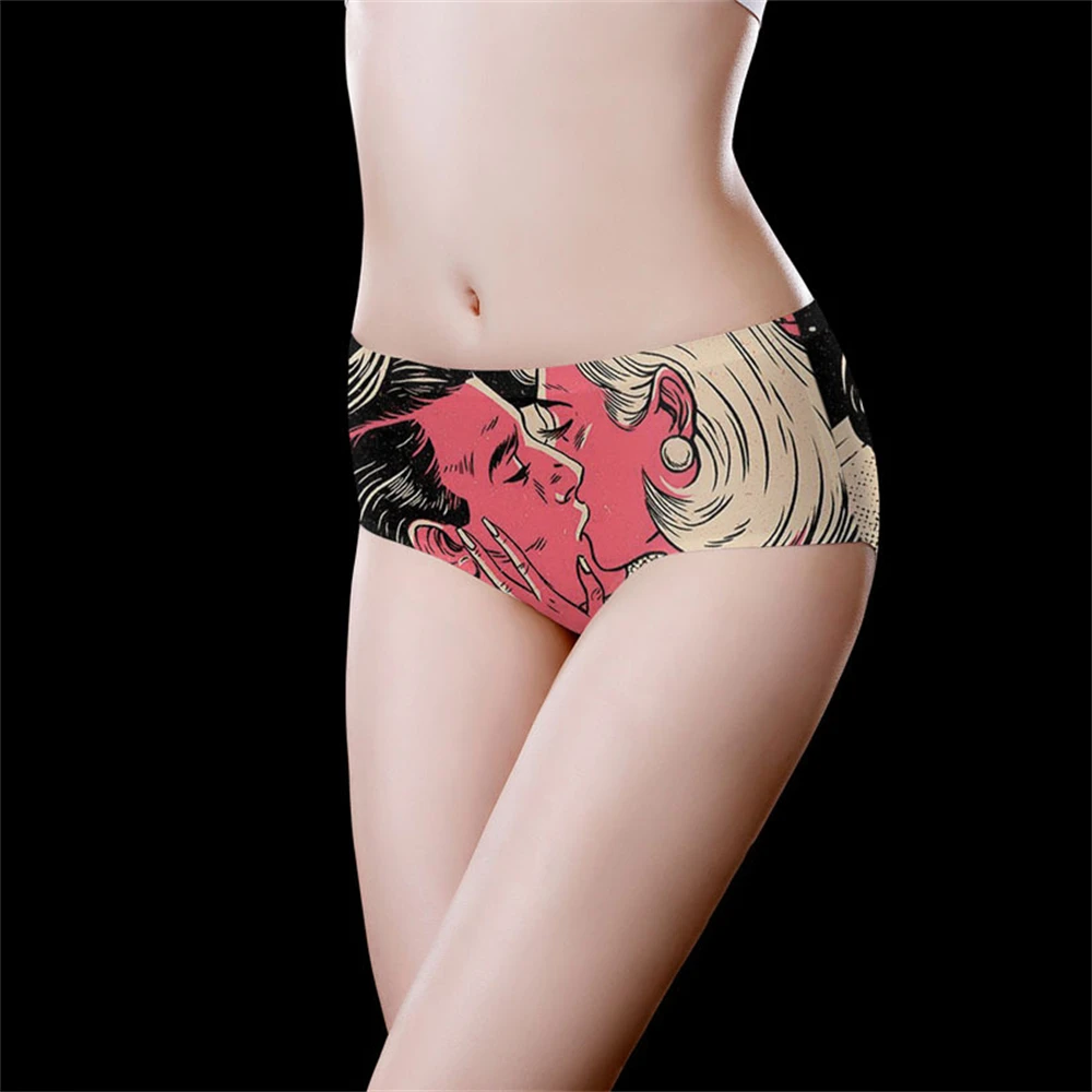

1 шт., женское нижнее белье с персонализированным принтом, бесшовное нижнее белье, треугольное нижнее белье со средней талией