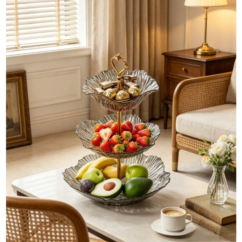Fruit Plate Snack Tray Candy Dish Living Room Coffee Table Luxury Metal Fruit Dessert Stand Serving Tray Modern for Guests