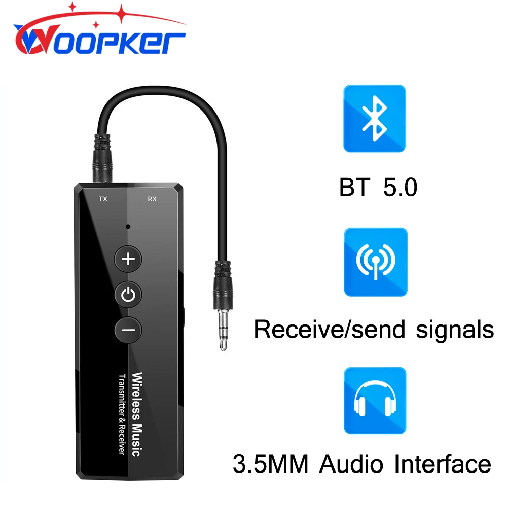 Woopker Bluetooth Audio Receiver Transmitter Bluetooth 5.0 3-in-1 Adapter 3.5mm Jack for Headphones Stereo Speakers Radio Car