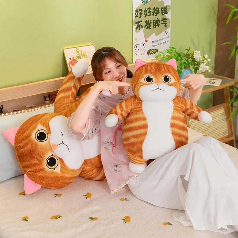 Poupée en peluche chat Orange Kawaii, oreiller câlin gras, jouet rempli mignon pour enfants, cadeau d'anniversaire, compagnon parfait pour les filles