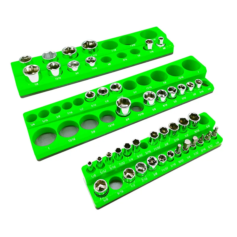 Socket Organizer Tray Magnetic Holder Rail Storage Rack For Metric Imperial Drive Tool Box Garage Workshop Hand Tool Management