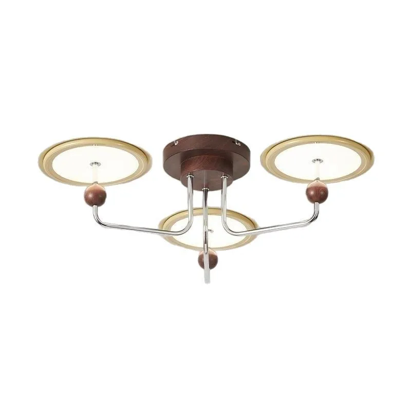 

French medieval cream style, bedroom light retro flying saucer, high-end design walnut pattern hall, main light bedroom light