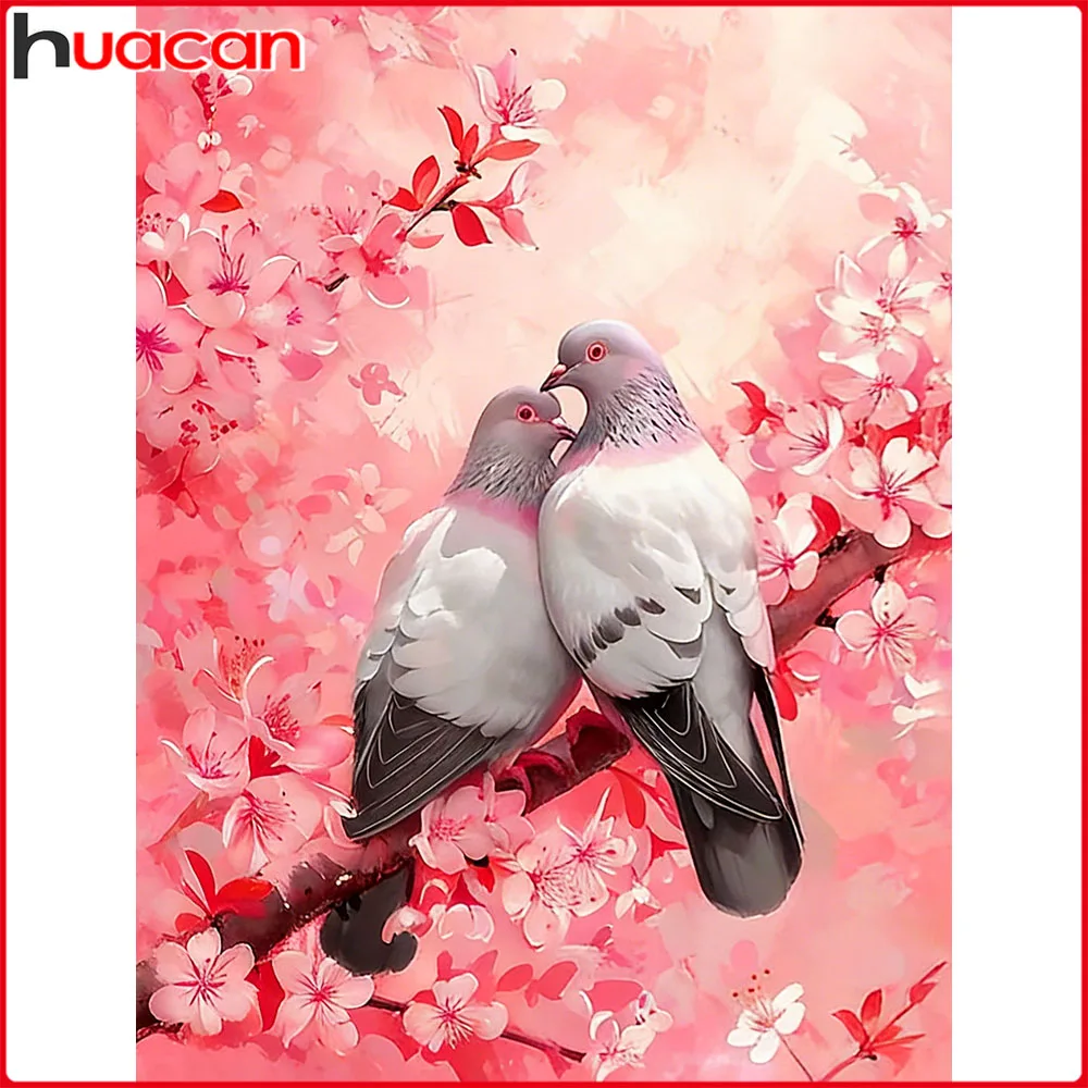 Huacan 5D DIY Diamantmalerei Taube Pflaumenbaum Diamantmosaik Tier Blume Neue Kollektion Dekorative Gemälde
