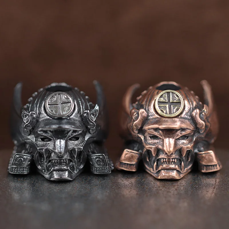 Casco de samurái japonés, cuentas de cuchillo de latón EDC, pulseras tejidas DIY, colgantes de cordón, accesorios, herramientas para exteriores, colgantes