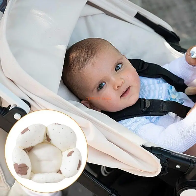 U50F Soft and Breathable Baby Car Headrest Cartoon Travel Pillow for Newborns