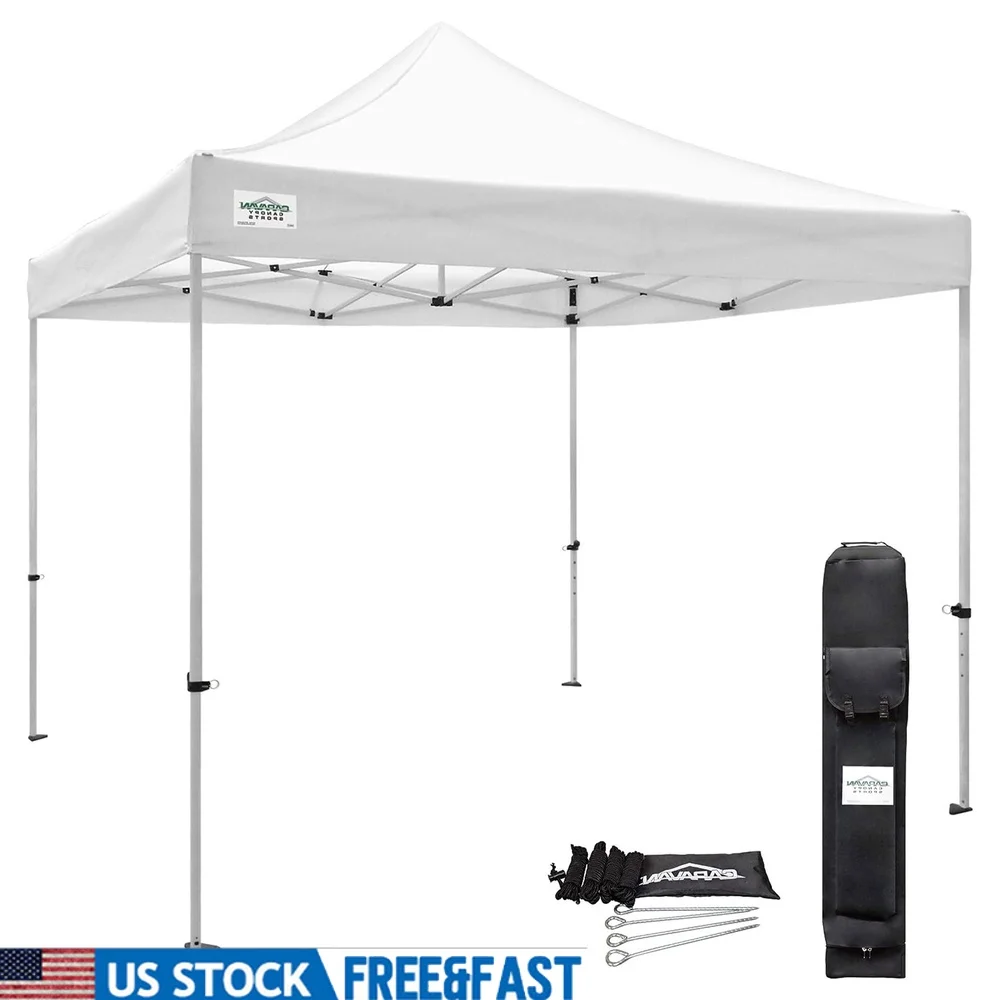

Portable Instant Canopy Kit 10x10 Heavy Duty Steel Frame Outdoor Shade Shelter with Roller Bag and Stake Kit