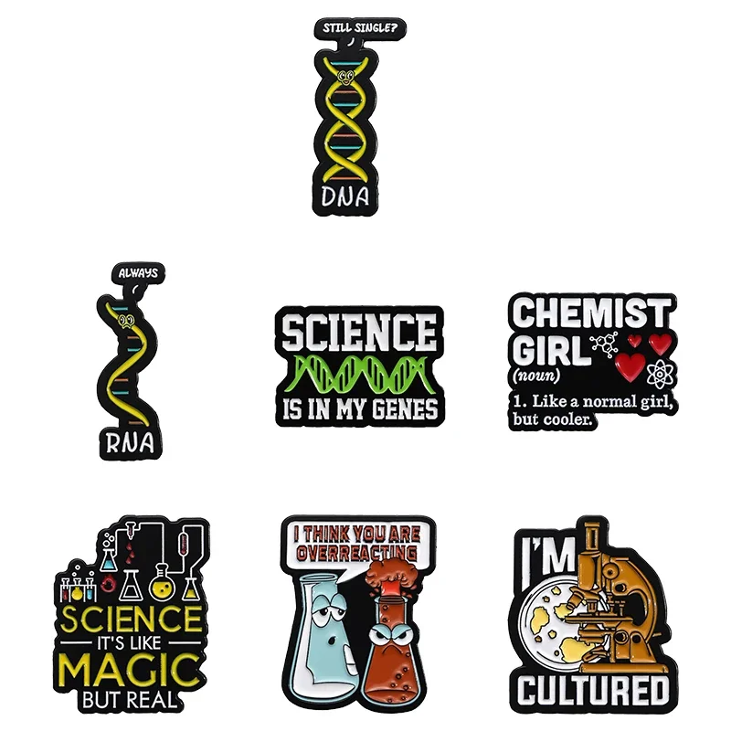 Science Chemist Series Microscope Enamel Pins Custom Beaker Brooches Backpack Clothes Accessories Lapel Badge Jewelry Pin Gifts