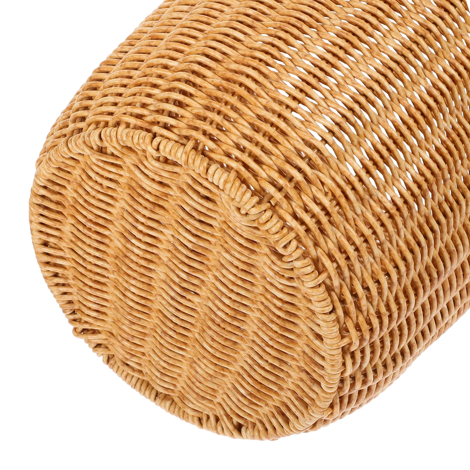 

Woven Storage Basket Household Trash Bin Imitation Rattan Waste Basket For Home Bedroom Living Room Design