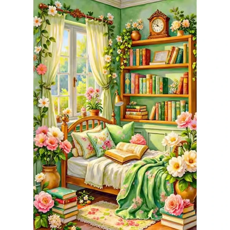 5D DIY Diamant-Malerei-Set Sofa-Landschaft Kunstwerk Vollflächiges Strass-Mosaik Wanddekoration Bastelset Heimdekoration Geschenk