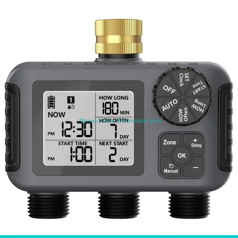 H7BF Double Line Automatic Garden Irrigation Featuring Adjustable Schedule And LCD Monitor