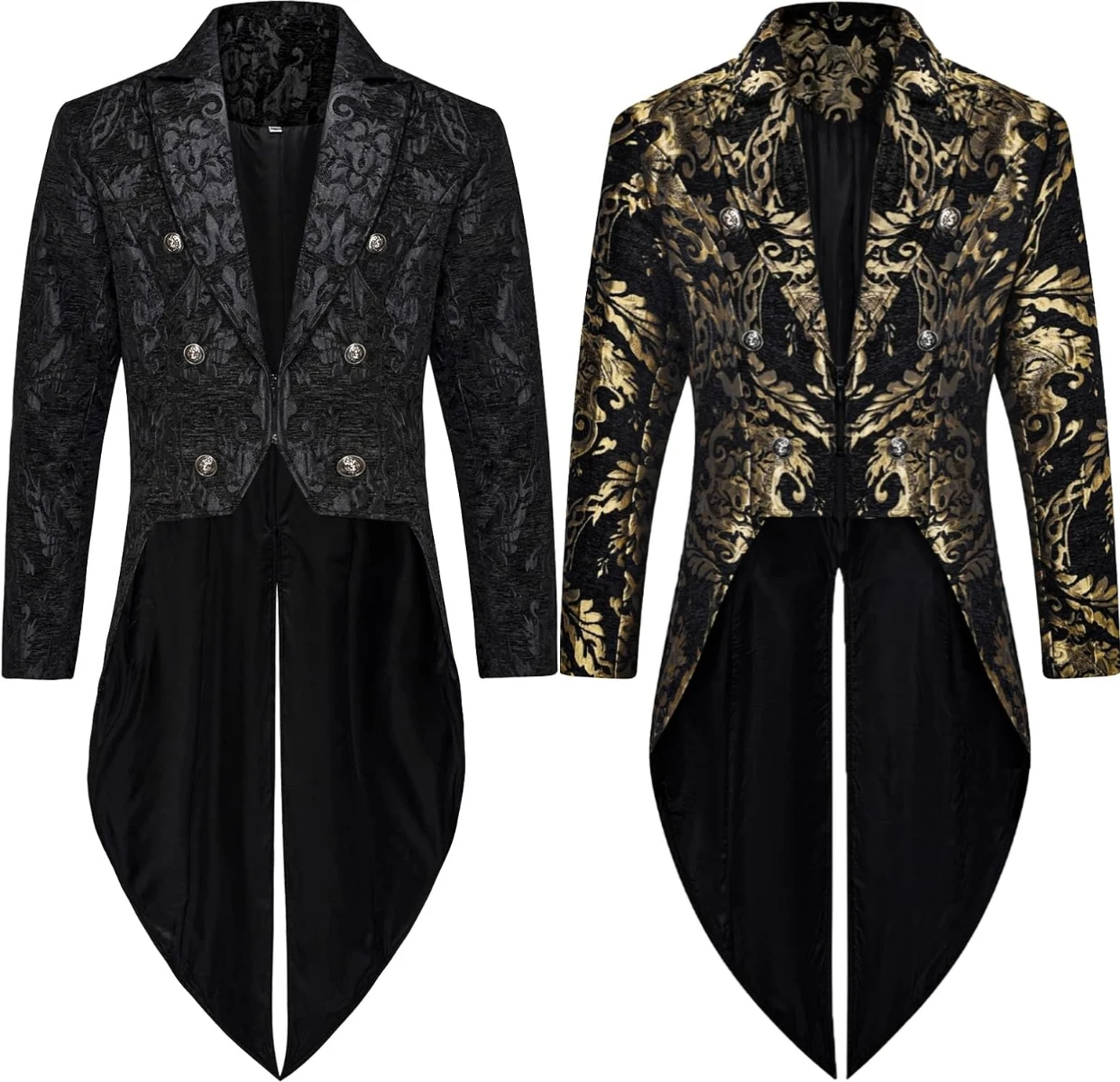 

Дьявол мода мужской готический стимпанк фрак куртка черная парча дамасская свадьба