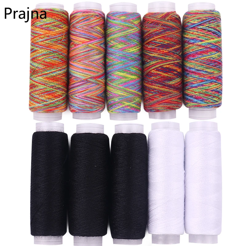 Prajna 5PCS/set 75m Rainbow/Black/White Sewing Thread Hand Sewing Threads Home Supplies Accessories For Sewing Machines 40s/2