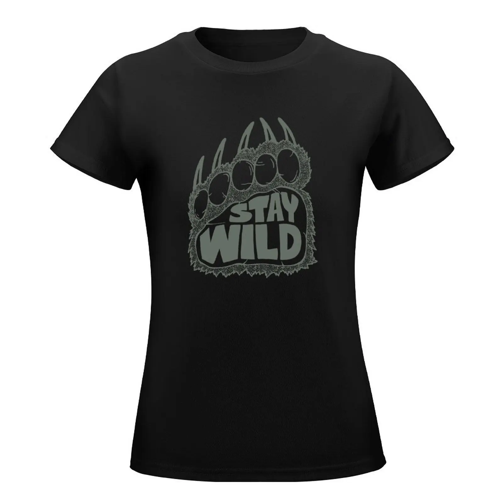 Stay Wild Bear Paw (Green) T-Shirt tees anime clothes graphics new edition t shirts for Women