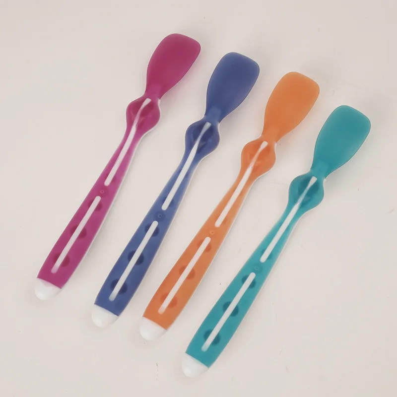 Infant Temperature Training Spoon in Case of Heat Discoloration Temperature Fork Spoon Baby Self-feeding Auxiliary Spoon