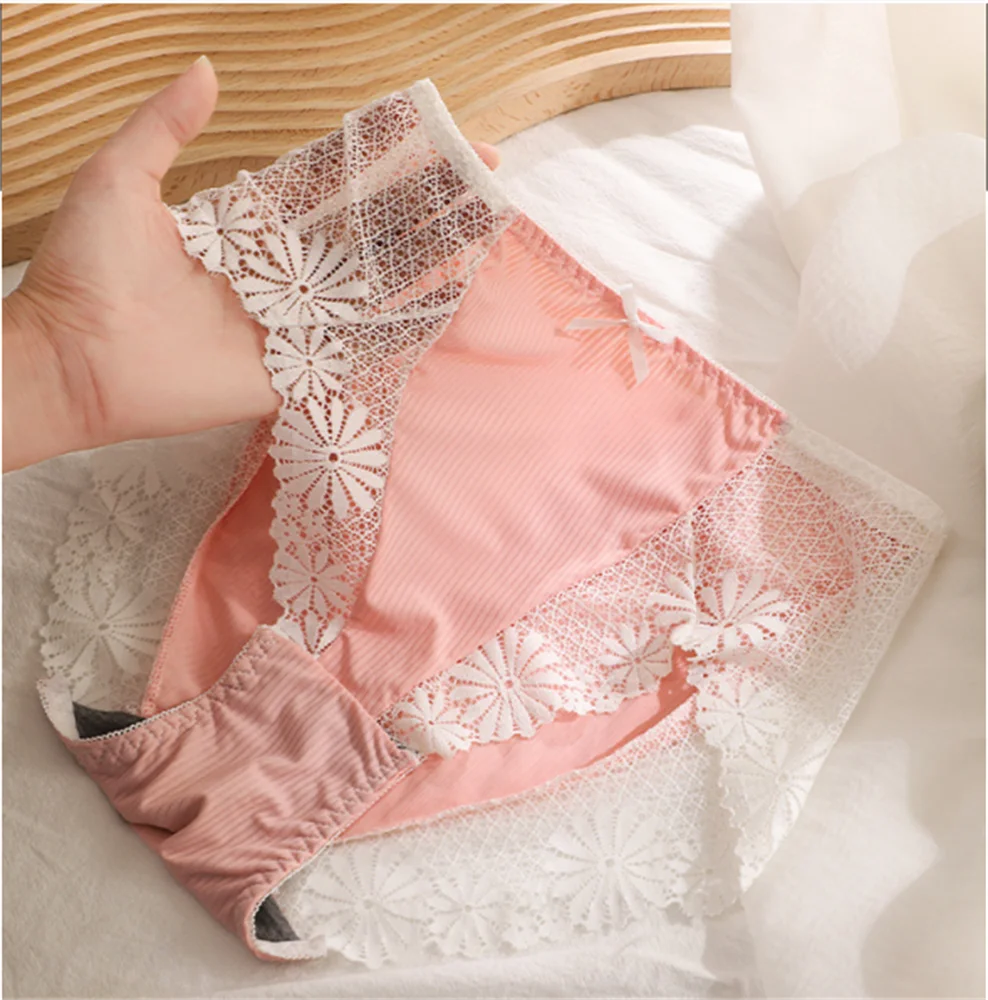 

Fashion Contrast Color Ladies Underwear Lace Butterfly Plus Bottom File Seamless Sexy Skin-friendly Breathable Girl Bottoming