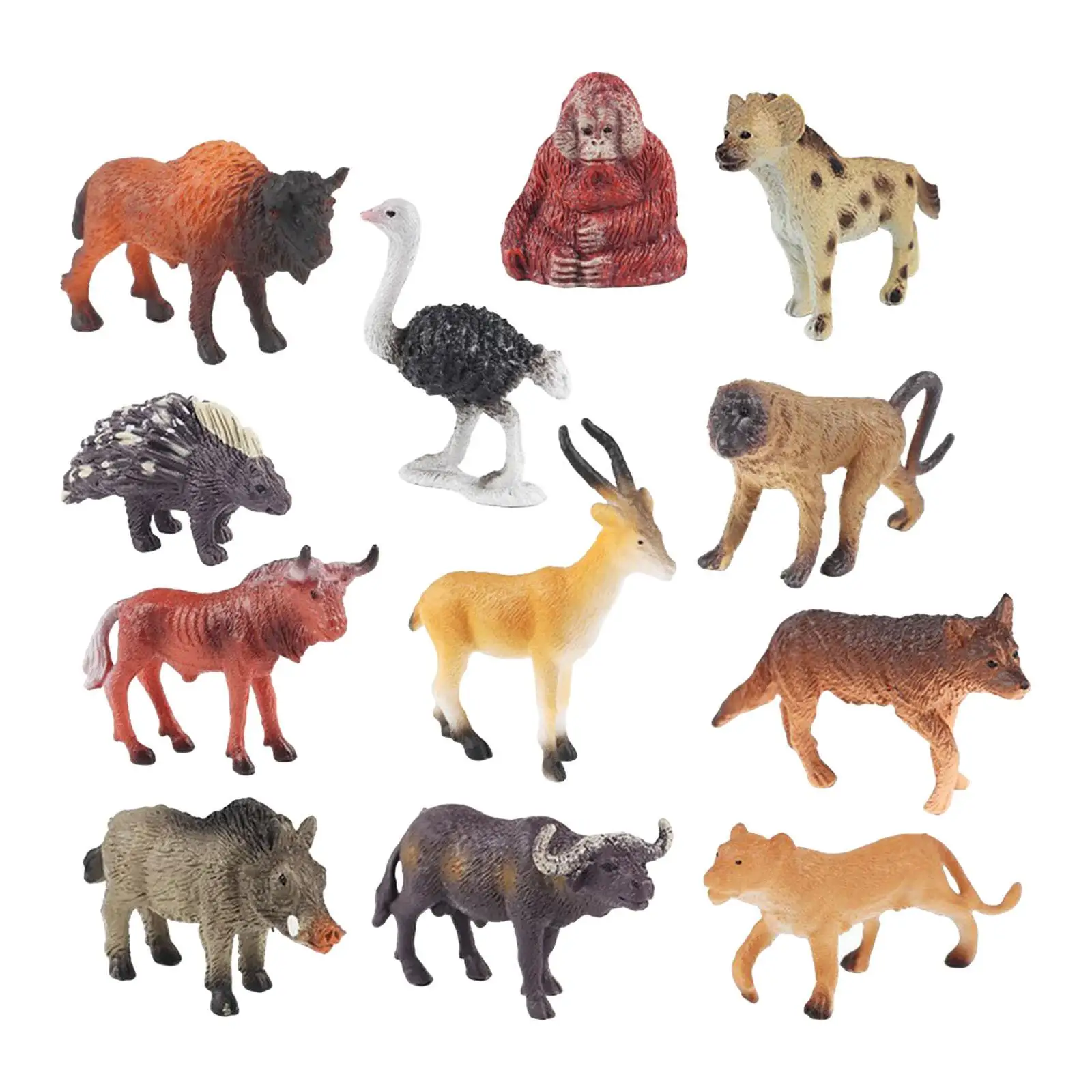 Conjunto de modelos de animales africanos para pastel, adornos para fiestas, recuerdos preescolares, 12 piezas