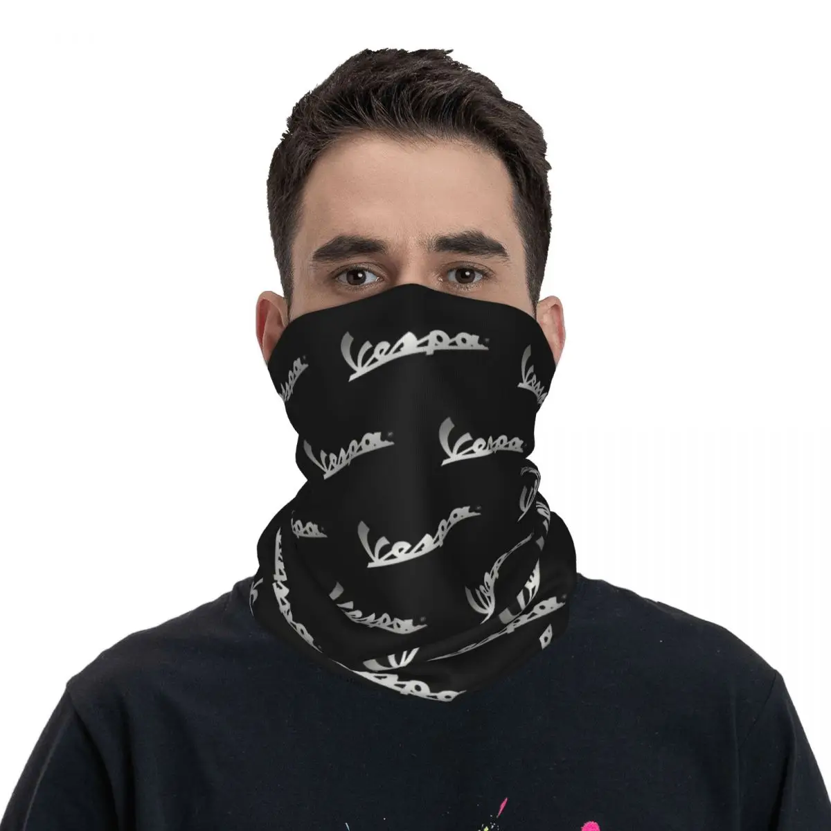 Italy Vespas Motorcycle Bandana Neck Gaiter Printed Motor Balaclavas Face Scarf Headwear Hiking for Men Women Adult Windproof