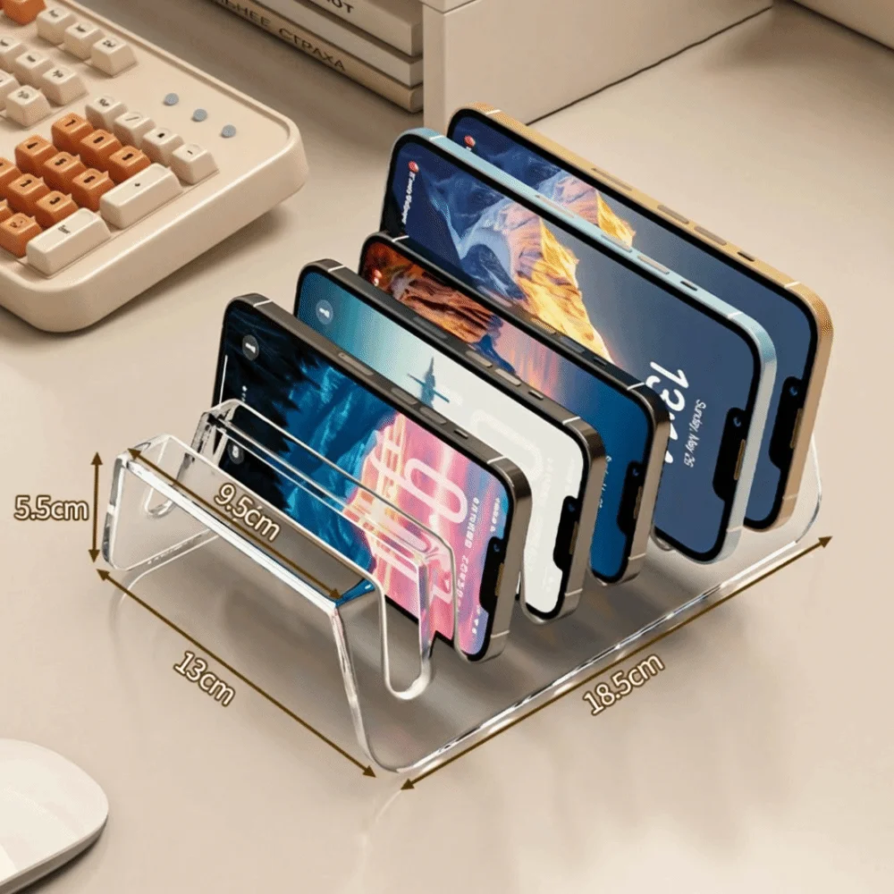 

Premium Multi-Slot Design CD Display Shelf Universal 6/8 Grids Acrylic Phone Stand Sturdy Transparent Phone Holder Desktop