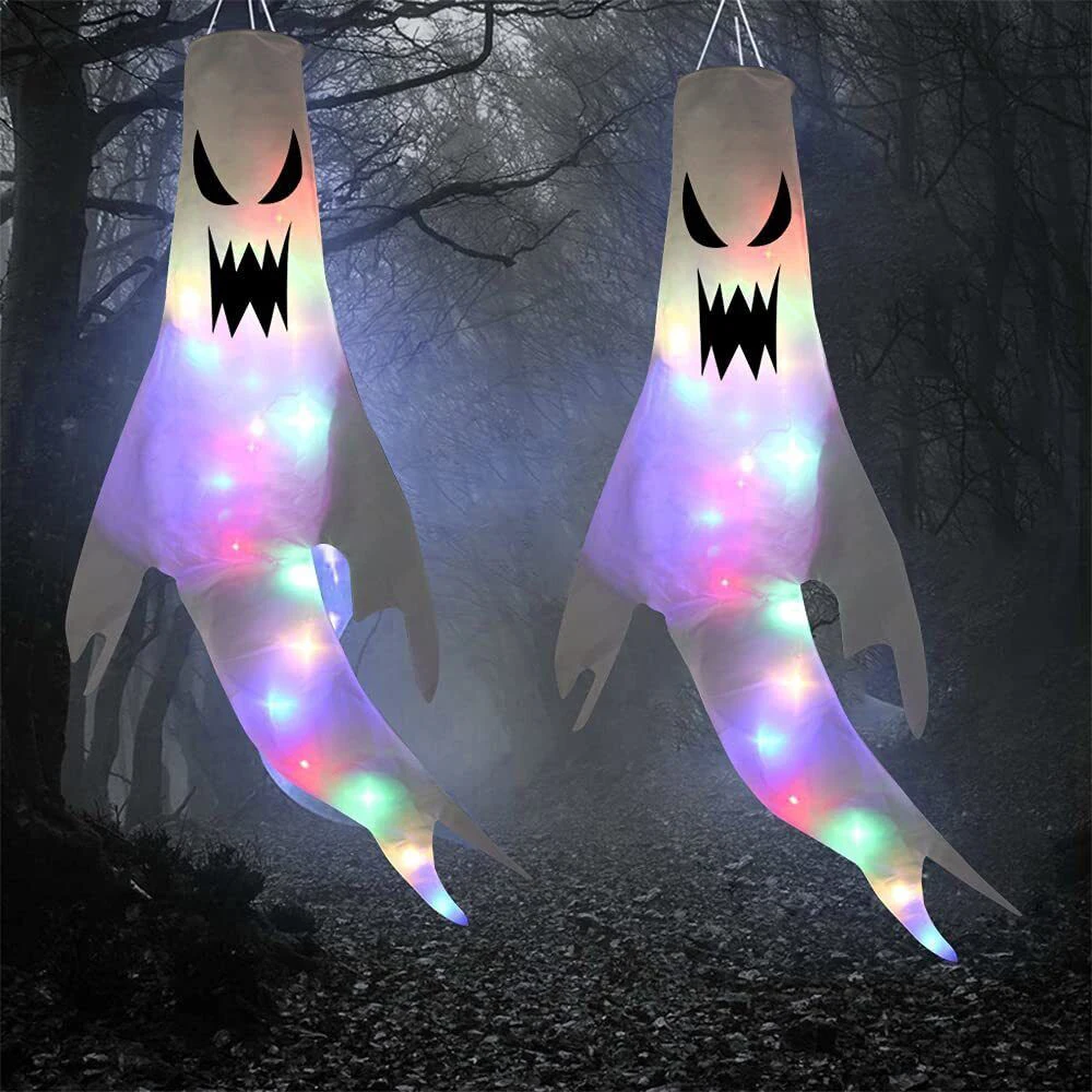 110x57cm Large Size LED Halloween Ghost Outdoor Light Festival Dress Up Skeleton Horror Hanging Glowing Halloween Christmas