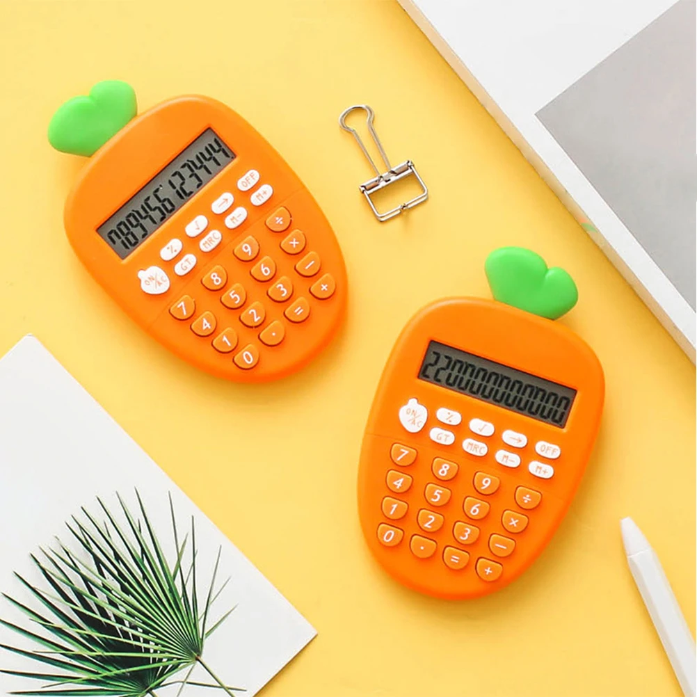 

Portable Calculator with Carrot Shape 12-bit Display Lightweight for Kids Office School Use Mini Calculators Electronic