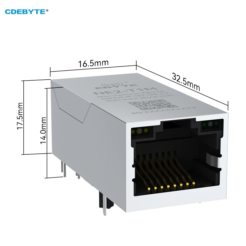 Ethernet Super Netword Port TTL Serial to RJ45 CDEBYTE NE2-T1M 2 Socket Small Size Bulid in PHY Fit PCB Board Modbus TCP to RTU