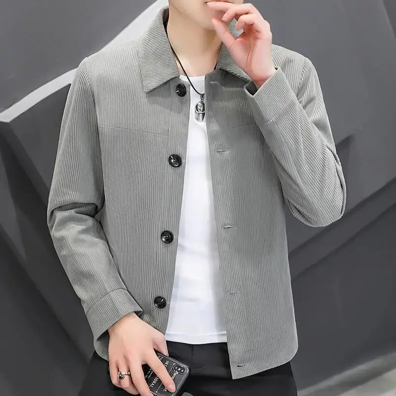 

Autumn and Winter New Fashion Versatile Korean Edition Polo Neckless Jacket M-4XL Coat Men's Top