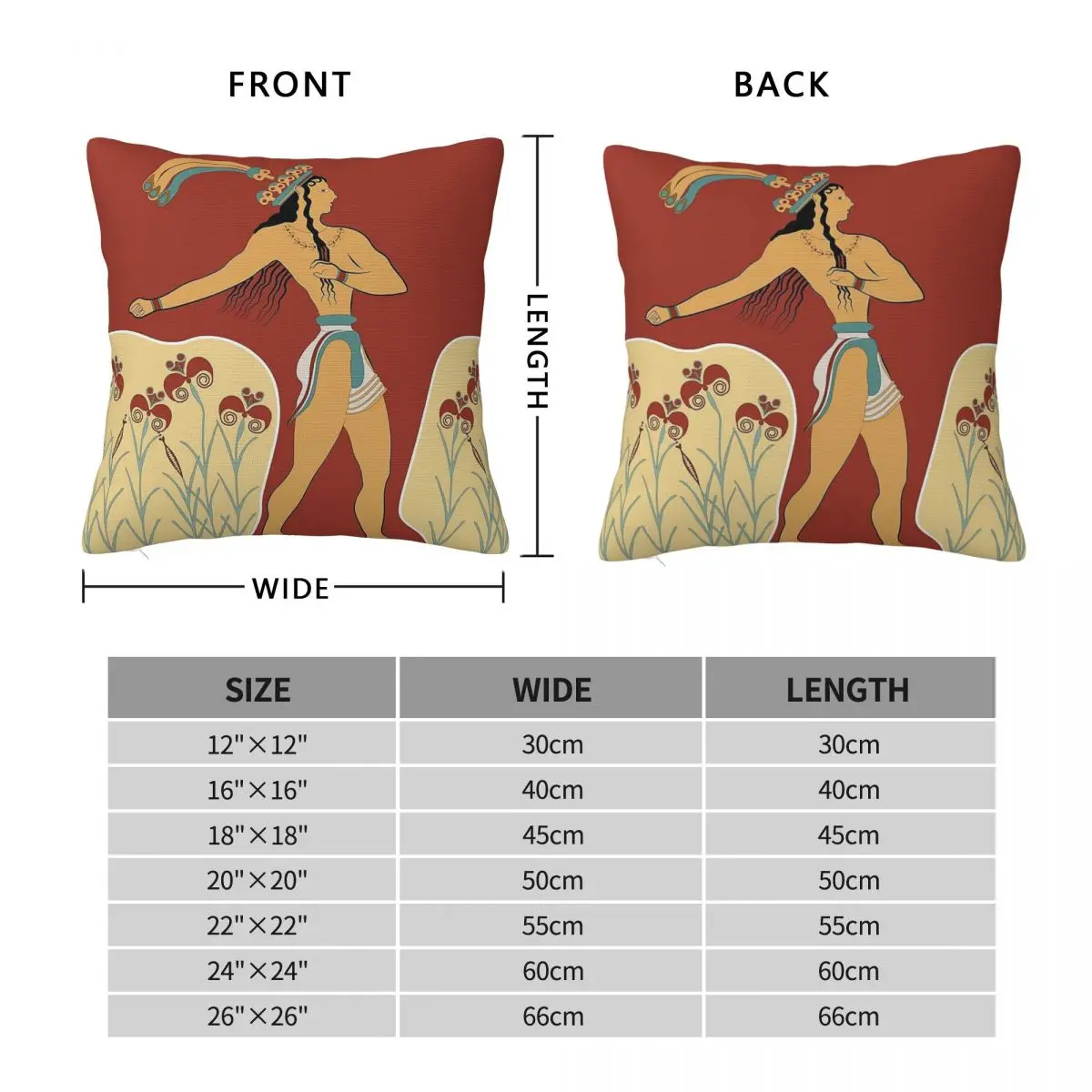 Minoan Ancient Prince Of The Lilies Pillowcase Polyester Linen Velvet Printed Zip Decorative Pillow Case Car Cushion Cover