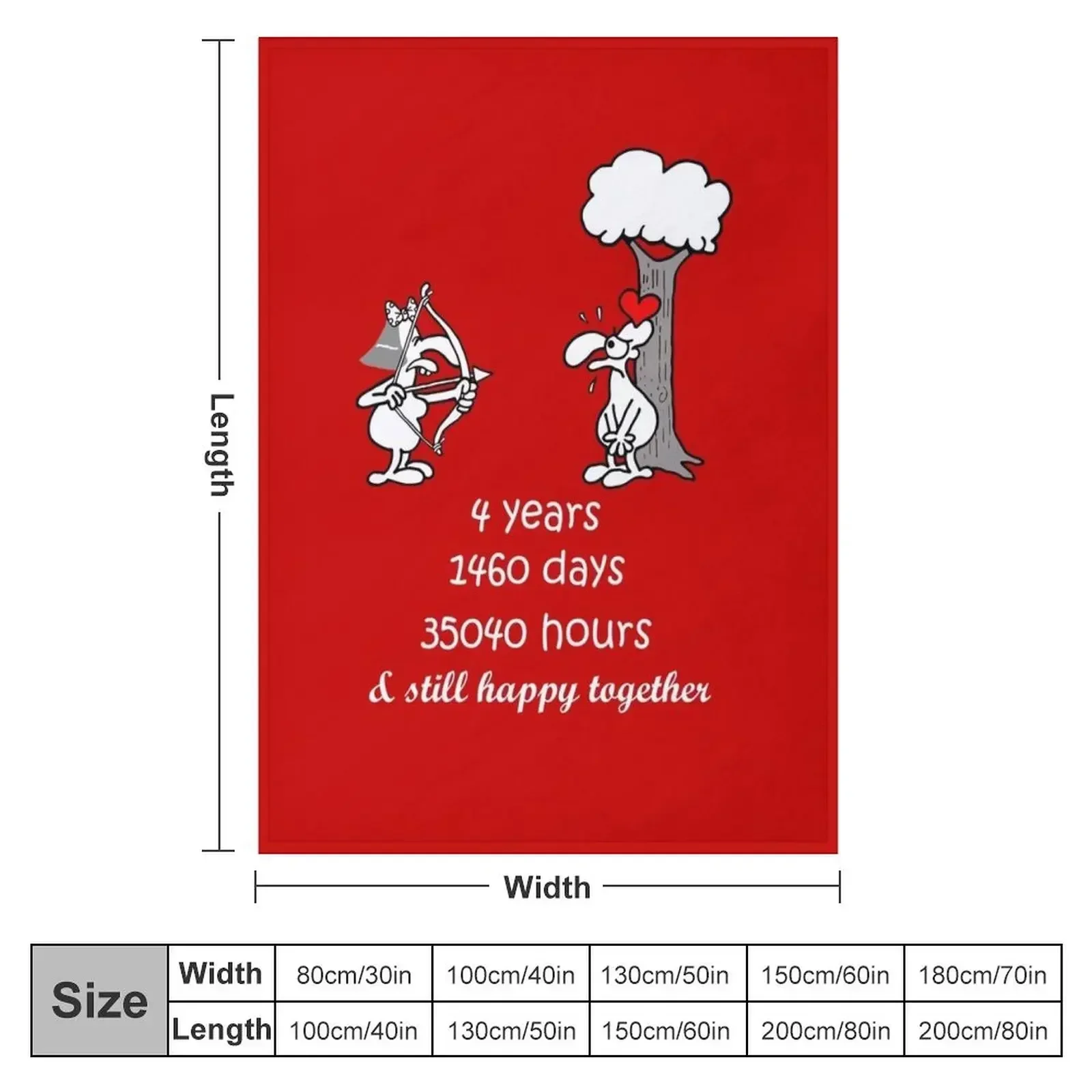 4th Wedding Anniversary Gift For Him Her 4 Years Together 4 Years Of Marriage Anniversary Funny Couple Matching Throw Blanket