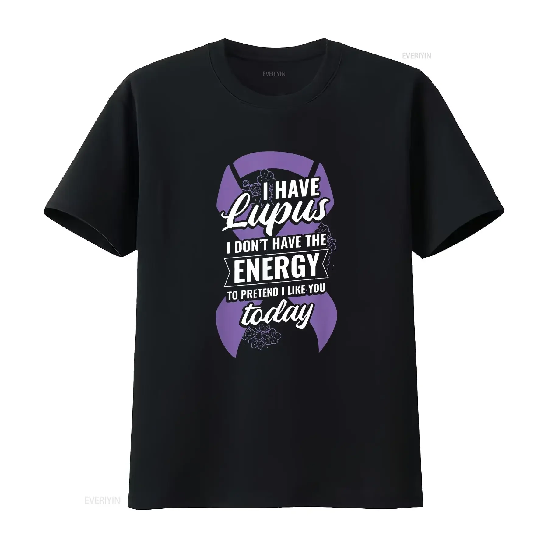 Womens Lupus Don t Have Energy Awareness Purple Ribbon SLE Shirt Black vintage Washed homme Casual Soft designer clothes