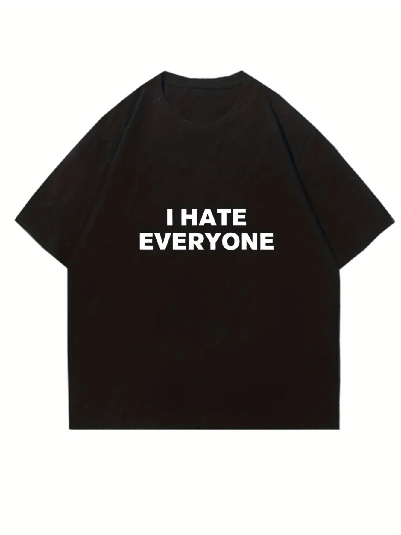 Men's Vintage Retro Trendy  HATE EVERYONE Letter Harajuku Print T Shirt Summer Oversize Tee Women Streetwear Casual Top Y2k Punk