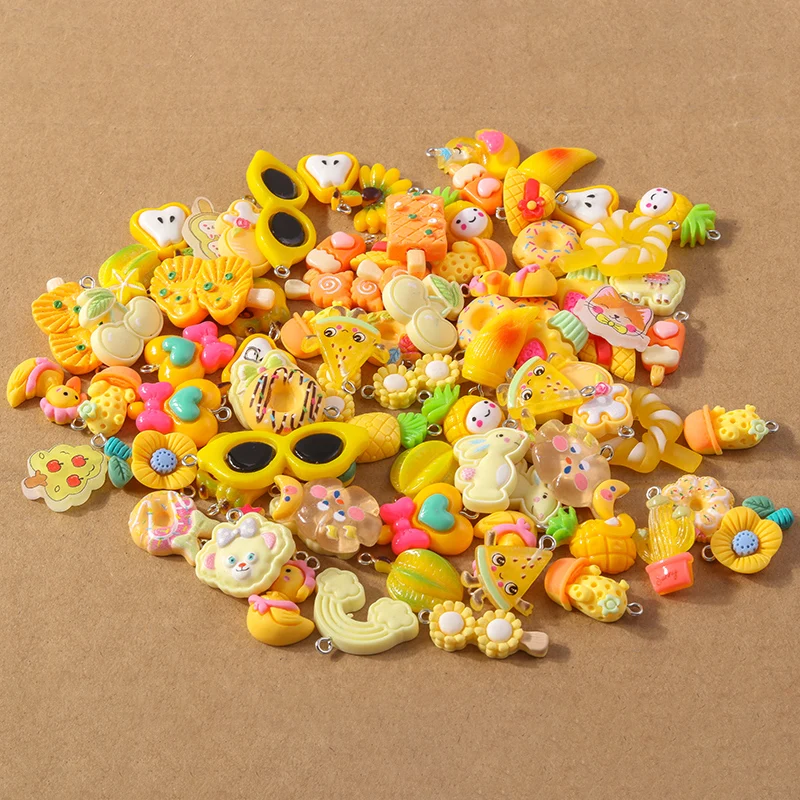 10 Stück gemischte niedliche Harz-Tier-, Lebensmittel-, Herz- und Blumen-Anhänger für die Herstellung von Ohrringen, Halsketten, Armbändern und DIY-Schmuckzubehör – Detail 9