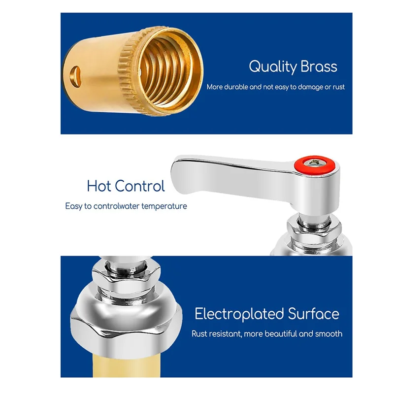 

Handle Stem Assembly Fits For Brass Faucets Replace,Blue-Cold And Red-Hot Side Spindle Assembly Valve Replacement Part-A50M