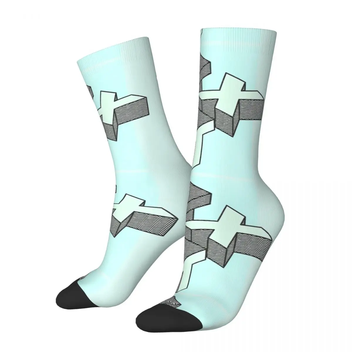 Crazy compression Letter Isometric Sock for Men Harajuku TXT Seamless Pattern Crew Sock Novelty