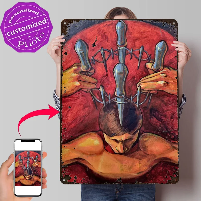 Power Personalized 3D Textured Metal Poster Wall Art Vintage Tin Signs for Article Decoration Gaming Home Decor Accessories Room