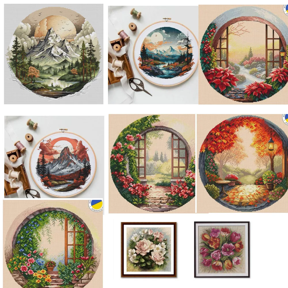 

Embroidery Cross Stitch Kits Craft DIY Needlework Cotton Canvas Four Seasons Park - Summer