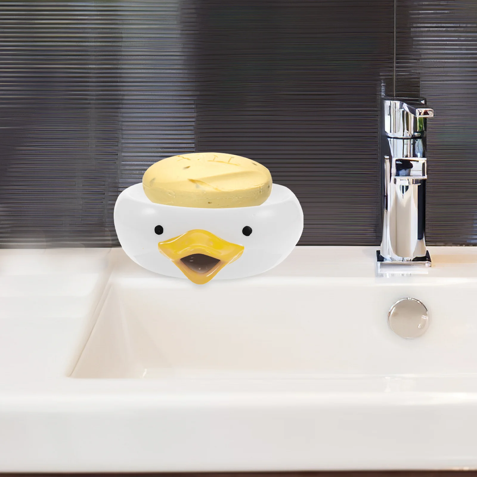 طبق صابون سيراميك لطيف مع صندوق صابون أبيض جميل كرتوني لتخزين حوض الاستحمام وحاوية تصريف اللوازم المنزلية