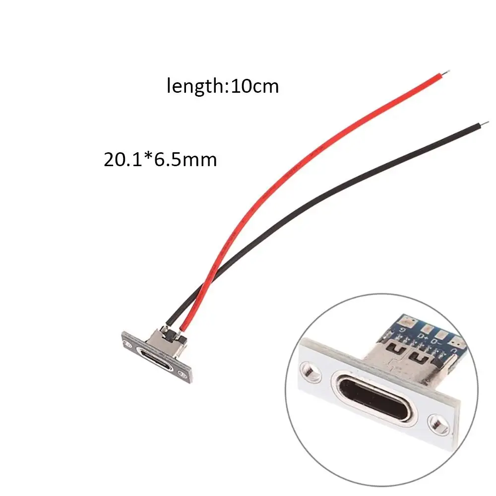 USB Jack Type-C 2Pin 2P Female Connector Jack Waterproof USB TypeC Socket Connector Charging Port Type-C Plug Charging Data Port