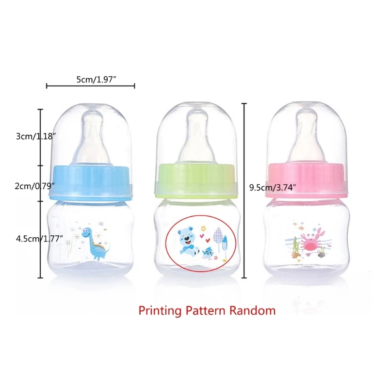 Infant Bottle Baby Feeding Essential Newborns Milk Bottle 50ml/1.7 Ounce Nursing Bottle Cartoon Printed Baby Pet Bottle