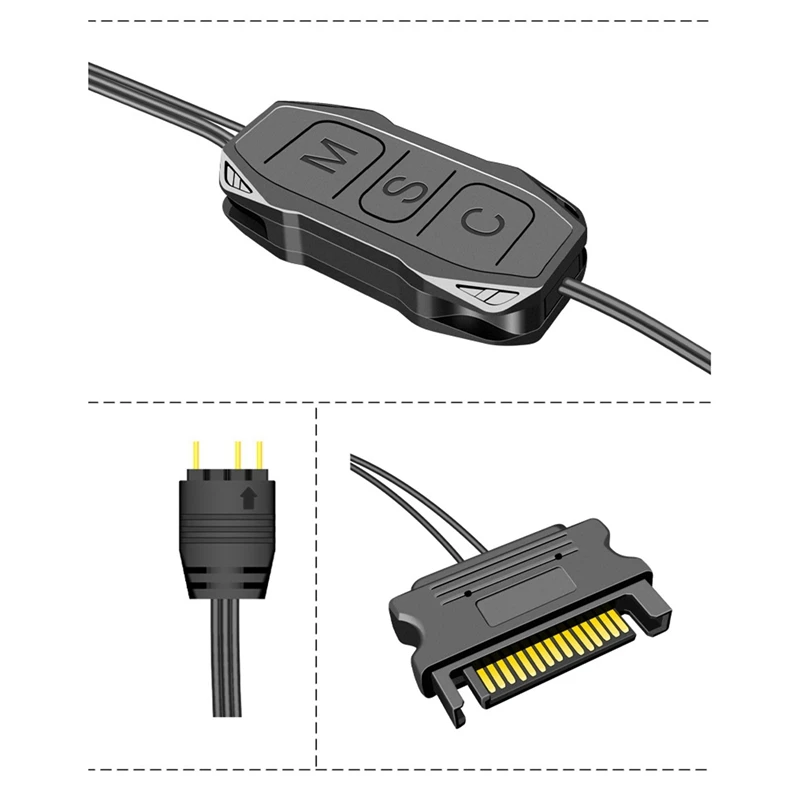 Mate – contrôleur LED RGB adressable manuellement, SATA 15-Pin à 3-Pin ARGB LED