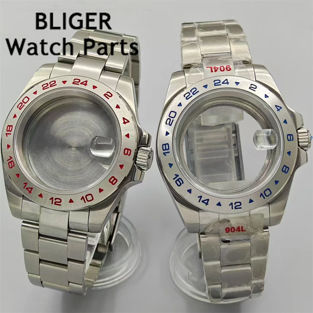 

BLIGER 40mm Watch Case Fixed bezel Sapphire Glass fit NH35 NH36 NH34 ETA2824 PT5000 movement 10ATM Waterproof Steel Strap