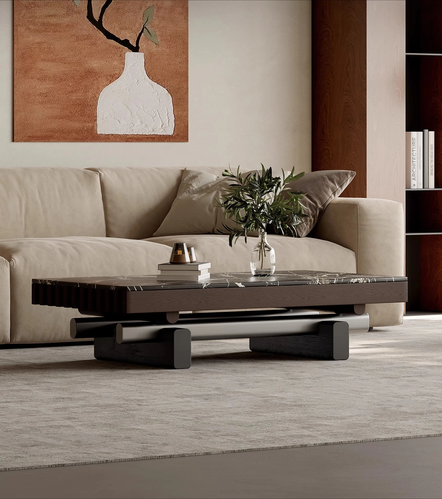 Italian minimalist designer coffee table living room home light luxury rectangular coffee table